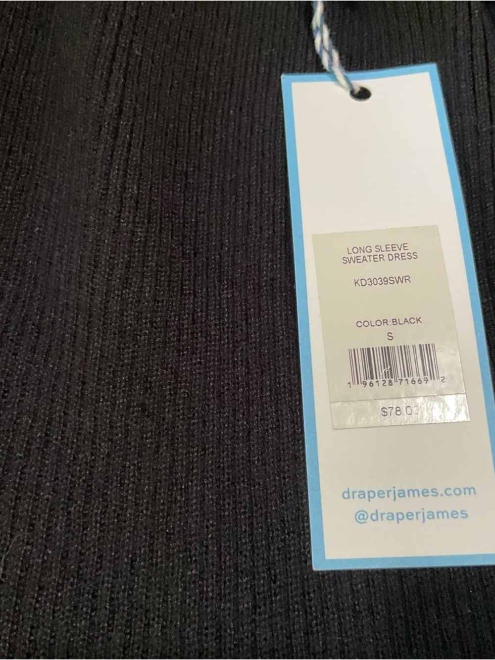 Draper James RSVP Black Pleated Sweater Dress Long Sleeve Size Small NWT - Picture 9 of 11